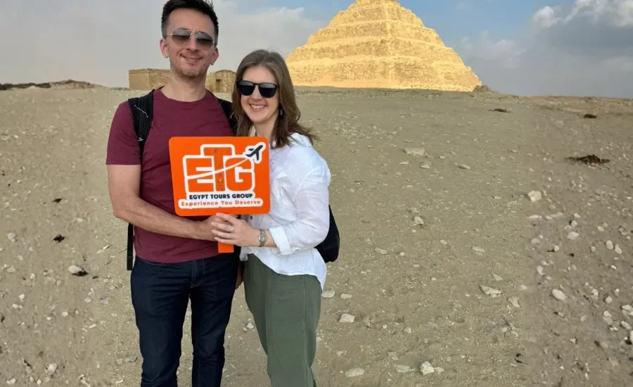 Travelers at Saqqara Step Pyramid during a 4 Days Cairo Tour Package