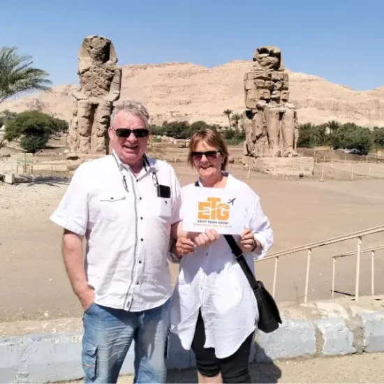 Travelers at the Giza Pyramids during a 6 Days Cairo, Luxor, Aswan & Abu Simbel Tour Package