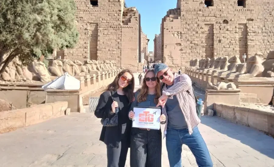 Travelers at Karnak Temple during the 6 Days Cairo, Luxor & Aswan Tour Package