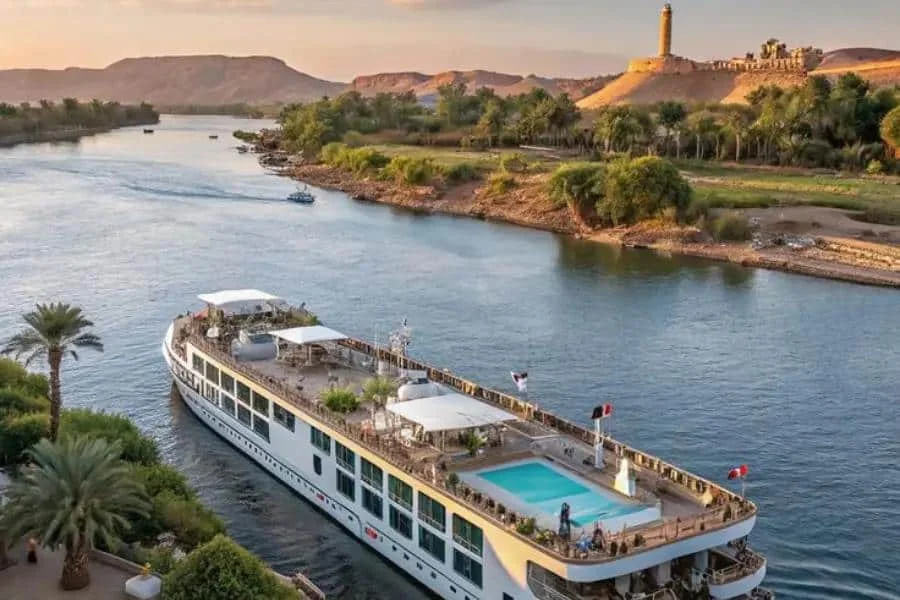 A luxury Nile Cruise sailing on the Nile - Nile Cruise Cost in Egypt 2026: Prices, Packages & Booking Tips - Egypt Tours Group