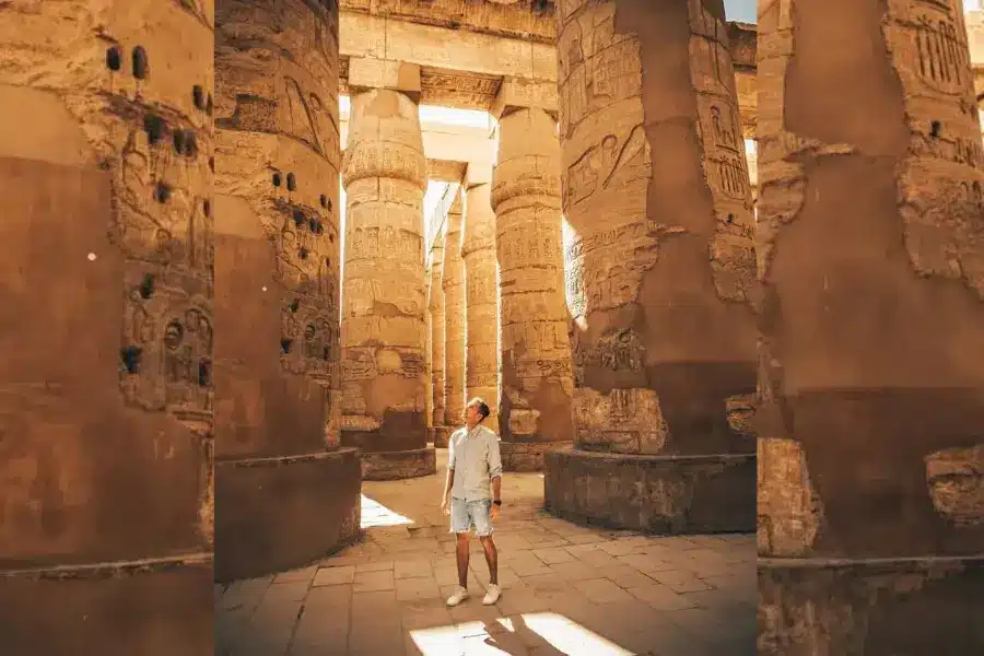 A tourist discovering Karnak Temple - Egypt Travel Guide 2026: How to Plan Your First Trip, What to See & What to Expect The Ultimate Egypt Travel Guide 2026 - Egypt Tours Group