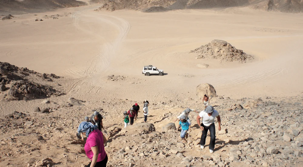 Adventurers on a thrilling Desert Safari in Hurghada.