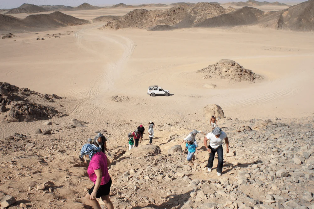 Adventurers on a thrilling Desert Safari in Hurghada.