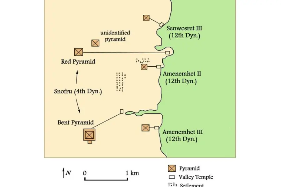 A map of Dahshour area - The Red Pyramid of Dahshur - Egypt Tours Group
