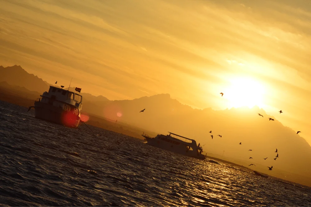 Sun setting over Hurghada's horizon from a cruise.