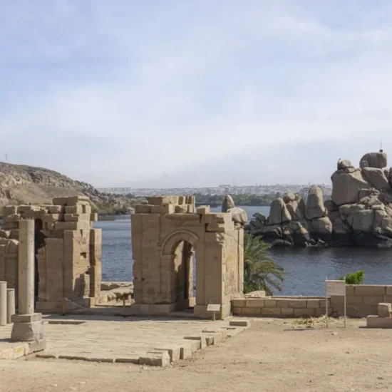 Elephantine Island view during a peaceful felucca ride in Aswan on the Nile River