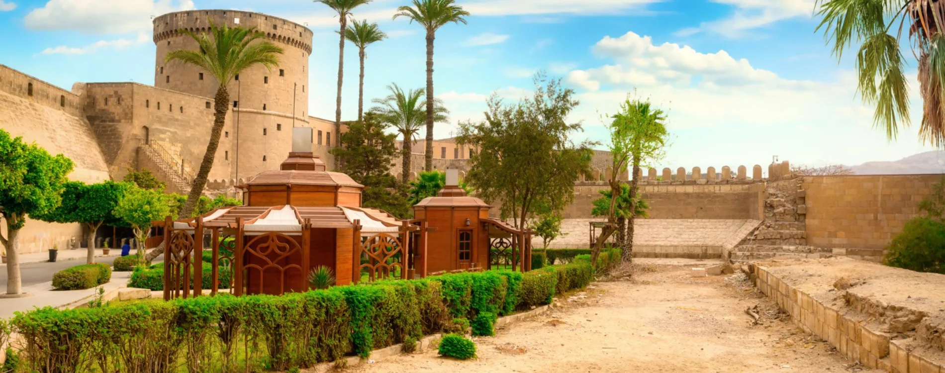 Citadel of Saladin in Cairo with palm trees