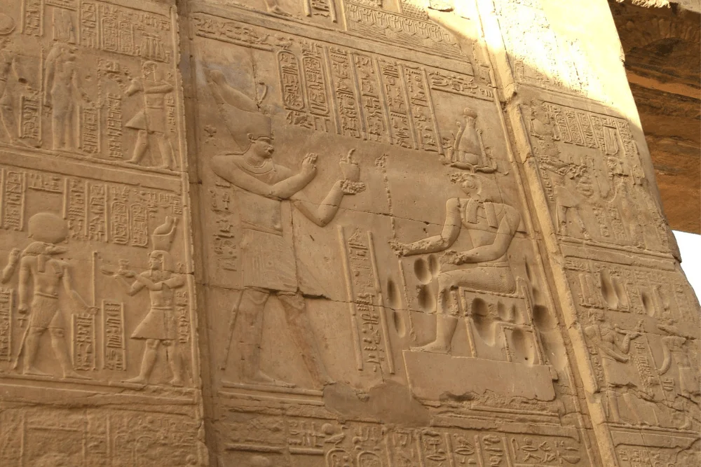 Artistic representation of God Horus with Egypt Tours Group