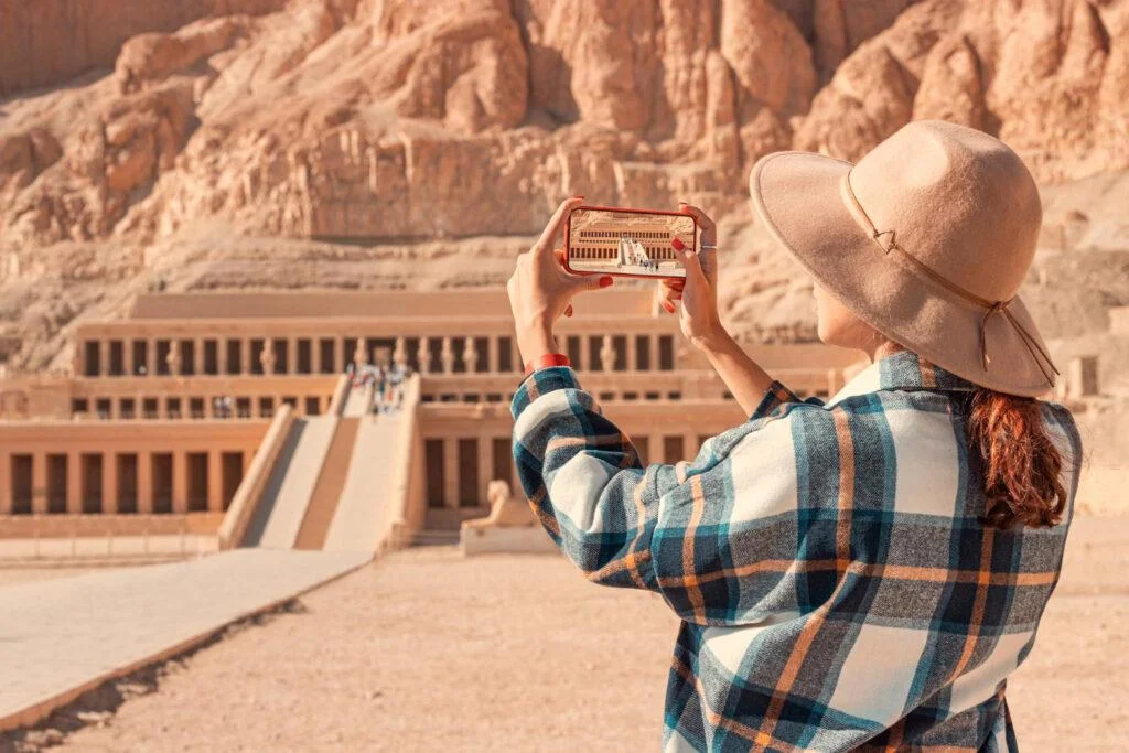 Hatshepsut Temple in Luxor – panoramic view of terraces and cliffs