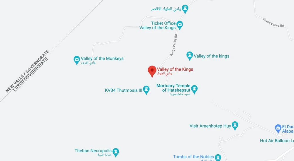 Location map of the Valley of the Kings with Egypt Tours Group
