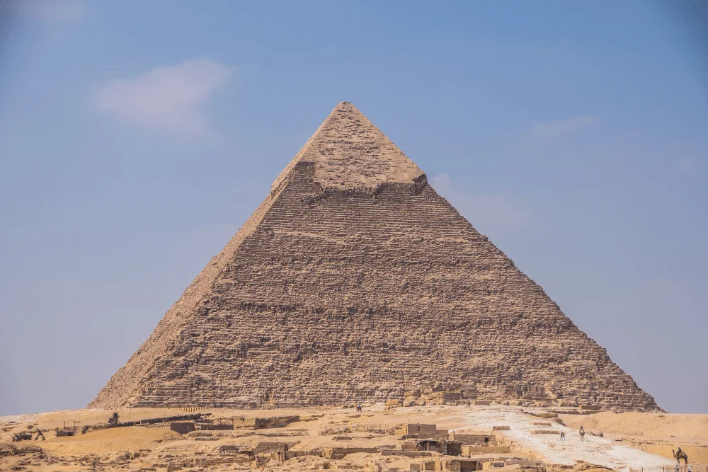 Pyramid of King Khafre with surviving upper casing