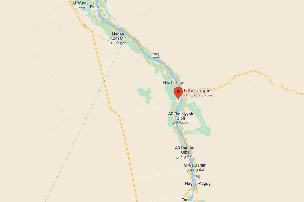 Map indicating the strategic location of Edfu Temple.