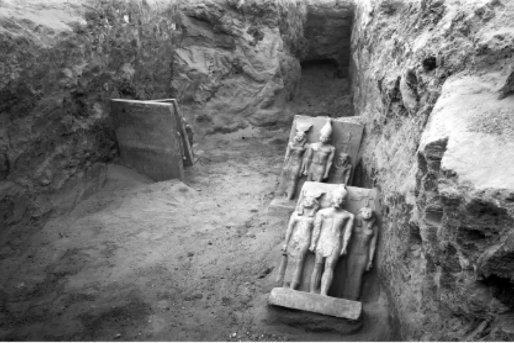 Triads of King Menkaure with Hathor and a nome goddess