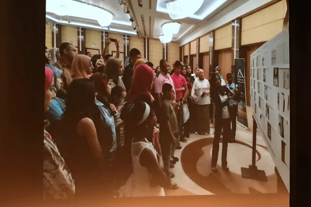 Visitors exploring interactive exhibits at the Egyptian Museum in Cairo