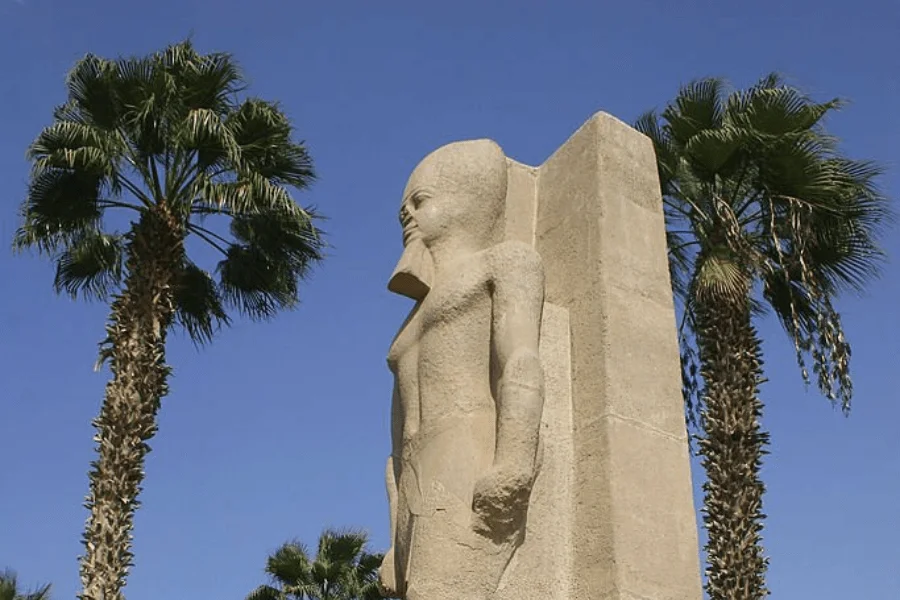 Granite statue of Ramses the Great representing the Sphinx of Memphis Egypt