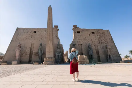 Karnak Temple – Avenue of Sphinxes, Luxor Couple walking along the Avenue of Sphinxes at Karnak Temple in Luxor