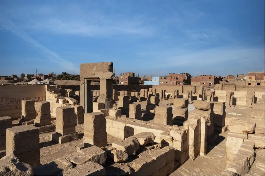 Ancient ruins and temple remains at Abydos in Upper Egypt