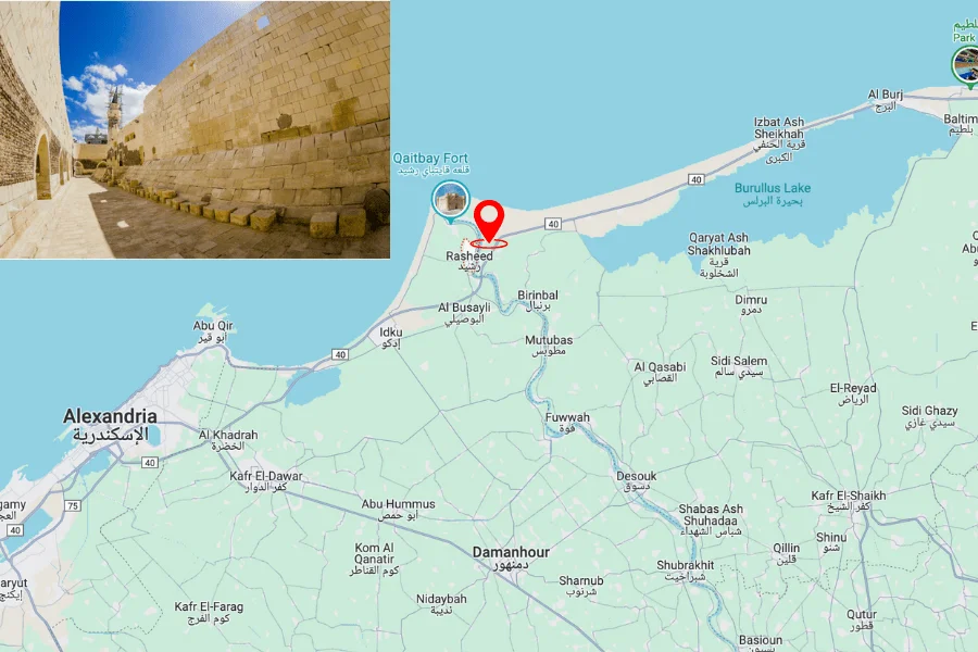 Map showing the discovery location of the Rosetta Stone.