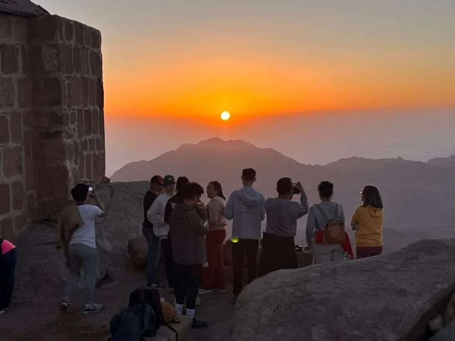 Pilgrims hiking Mount Sinai Egypt religious significance