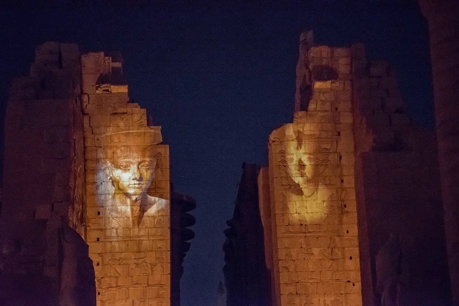 Colorful lights at Karnak Temple show - Sound and Light Show at Karnak Temple