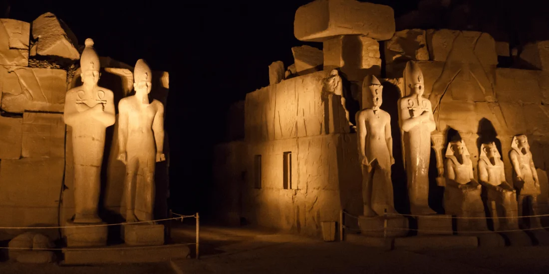 Dramatic evening lights over Karnak Temple - Sound and Light Show at Karnak Temple