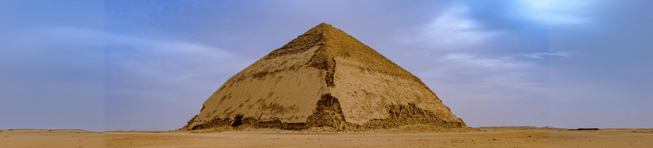 Aerial view of the Bent Pyramid of King Senefru in Dahshur, Egypt.