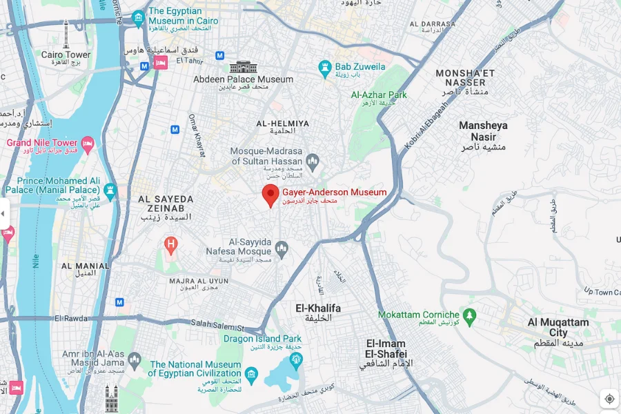 Location map of Gayer Anderson Museum in Cairo