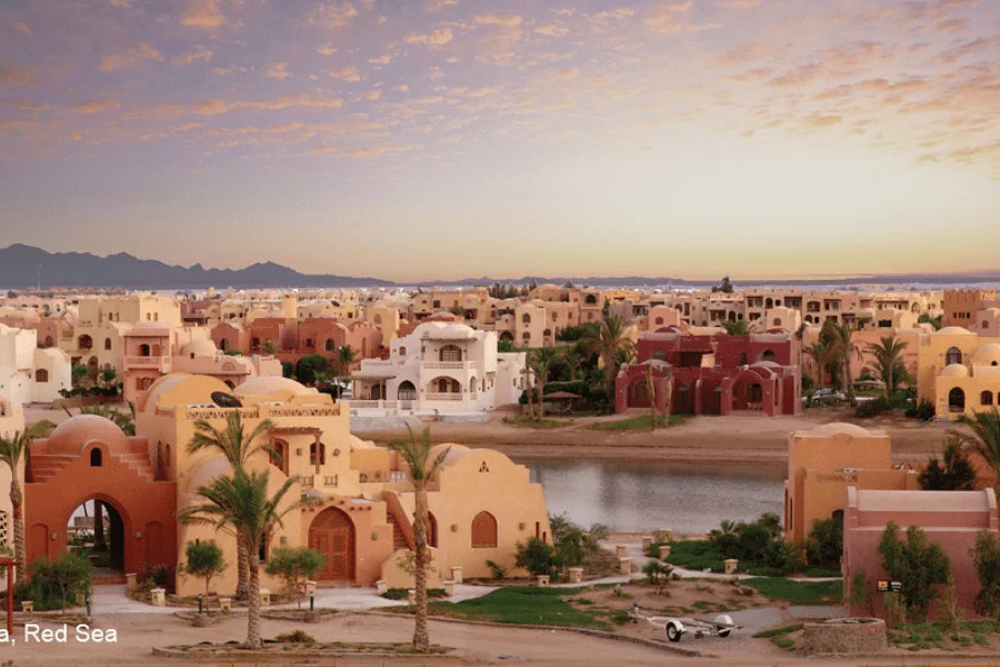 El Gouna, Egypt lagoons near Hurghada on the Red Sea coast.
