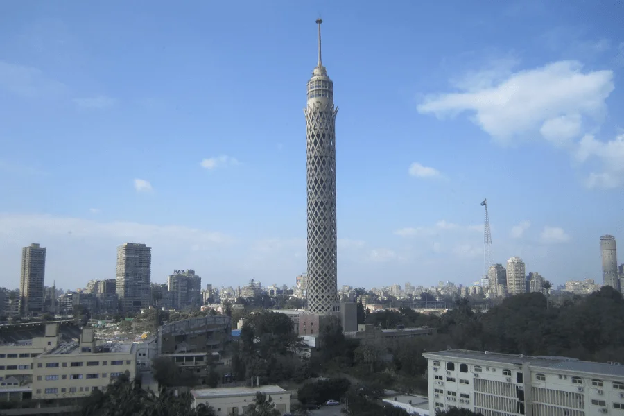 Cairo Tower in Egypt overlooking the Nile River in Zamalek