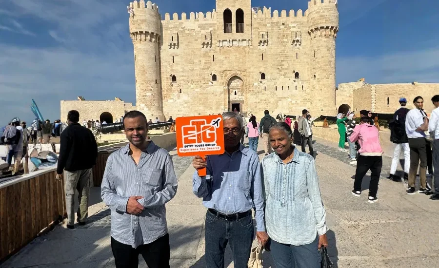 Travelers visiting Qaitbay Citadel during 12 Days Cairo, Hurghada, Luxor & Aswan Tour with Egypt Tours Group