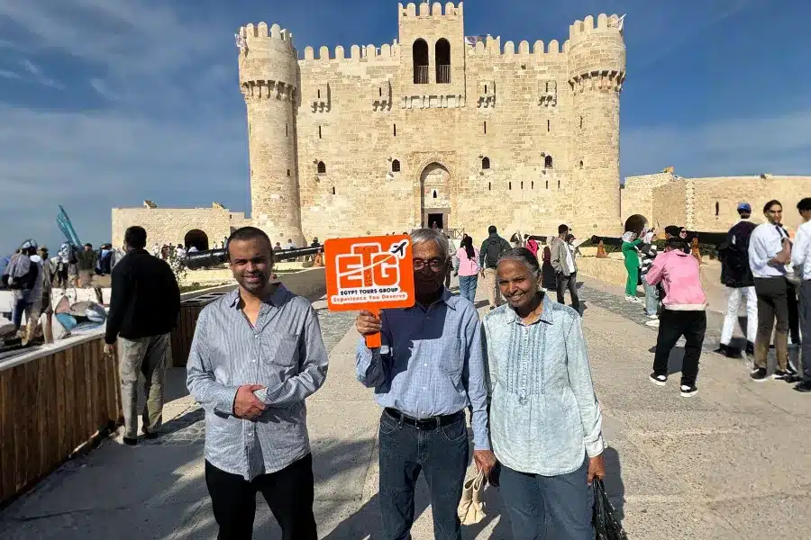 Travelers visiting Qaitbay Citadel during 12 Days Cairo, Hurghada, Luxor & Aswan Tour with Egypt Tours Group