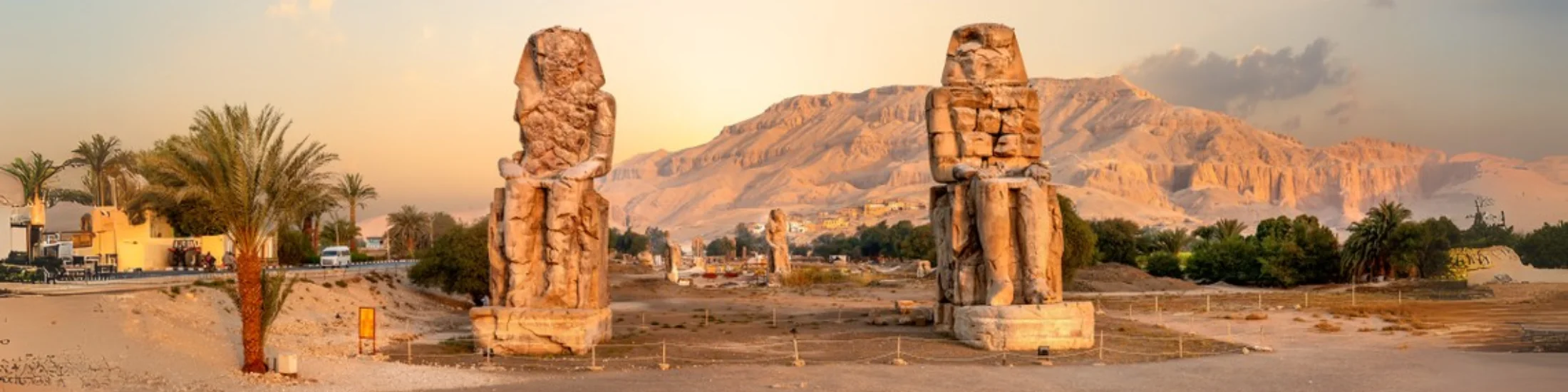 Enjoy visiting Colossi of Memnon during our 14 Days Cairo, Aswan, Luxor, Hurghada, Oasis & Alexandria Tour
