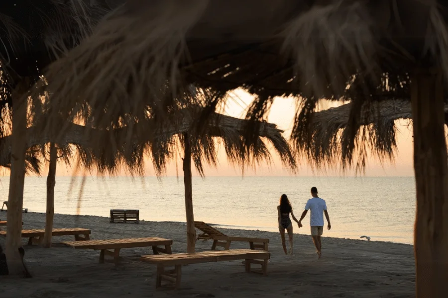 Relax on the stunning Red Sea beaches of Egypt, known for crystal-clear waters and vibrant marine life