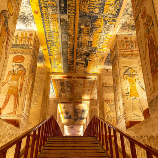 The entrance to a royal tomb in the Valley of the Kings, Luxor, Egypt.