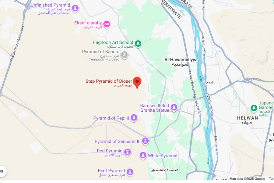 Saqqara Step Pyramid of Djoser in Giza, Caro ٠ Google Maps
