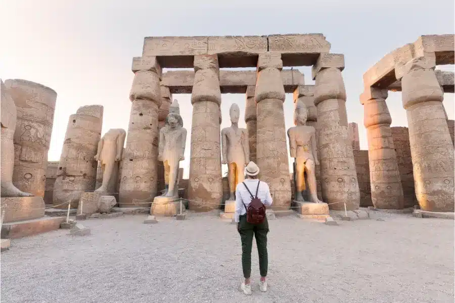 Luxor Temple with ancient columns and statues in Luxor, Egypt
