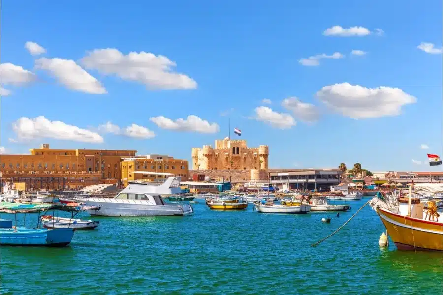 Qaitbay Citadel on the Mediterranean coast in Alexandria, Egypt