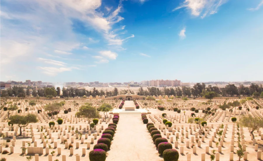 The Commonwealth War Cemetery, El Alamein, a visit during our 2 Days Alexandria and Al Alamein Tour from Cairo