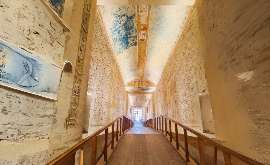 Tomb interior at the Valley of the Kings in Luxor, Egypt - Nile River Cruise from Cairo