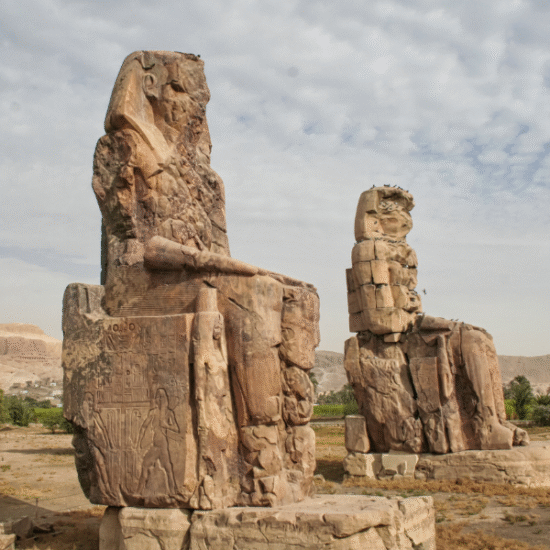 Two giant statues of Amenhotep III