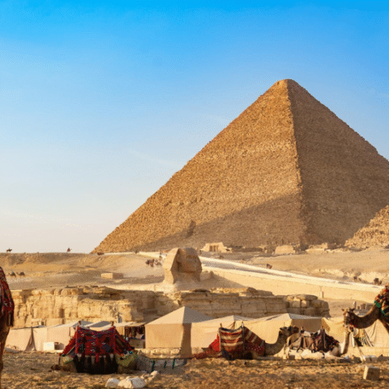 Giza pyramids with the Sphinx under blue sky - 4 Days Egypt Easter Tour: Cairo & Luxor Holiday Package