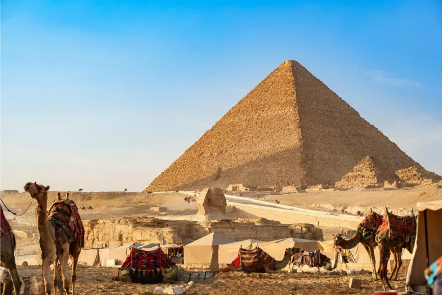 Giza pyramids with the Sphinx under blue sky - 4 Days Egypt Easter Tour: Cairo & Luxor Holiday Package