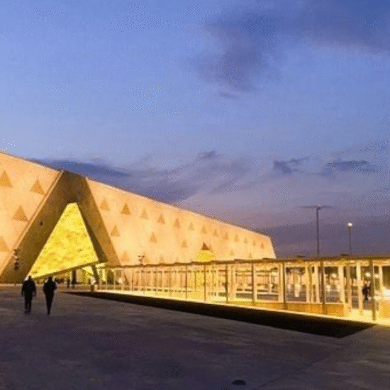 Modern exterior of the Grand Egyptian Museum