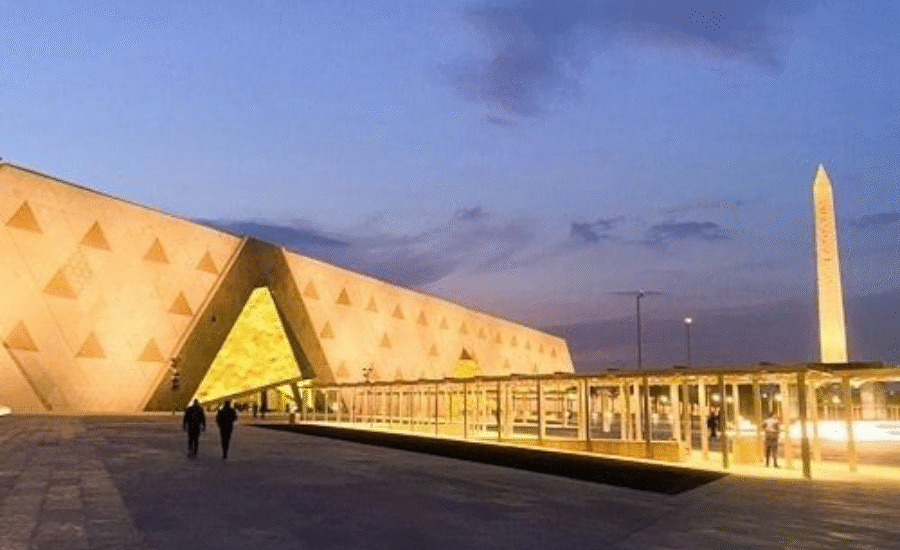 Modern exterior of the Grand Egyptian Museum