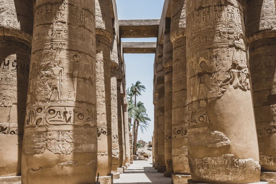 Hypostyle Hall with massive columns at Karnak Temple