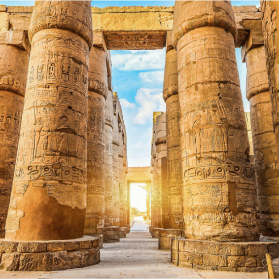 Karnak’s towering columns and open courtyards
