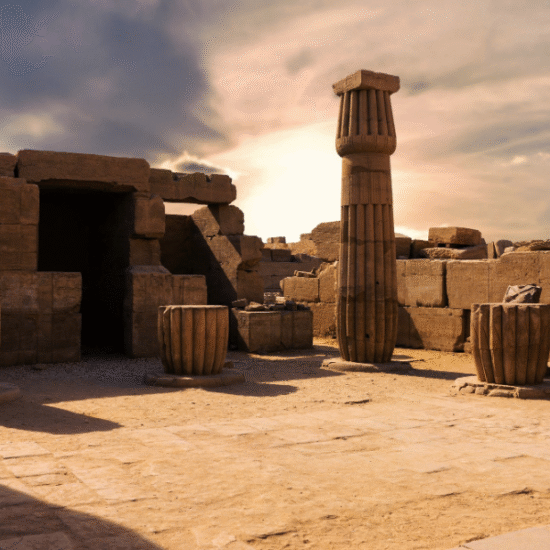 Ancient columns and hieroglyphs at Karnak Temple in Luxor, Egypt.