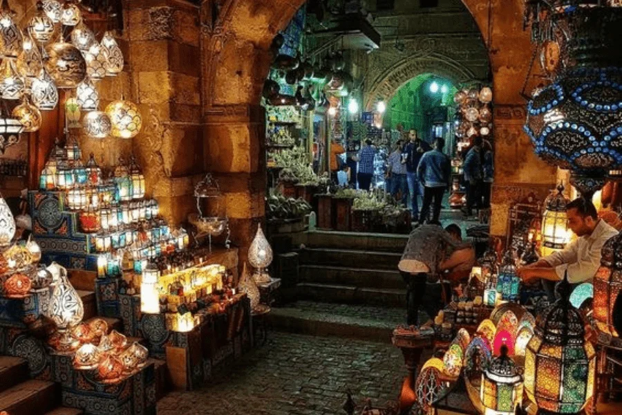 Traditional market street in Khan El Khalili, a visit during our 5 Days Cairo & Alexandria Easter Holiday