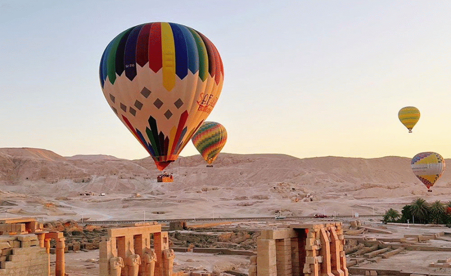 Scenic view of ancient ruins in Luxor at sunset - 4 Days Egypt Easter Nile Cruise Tour.