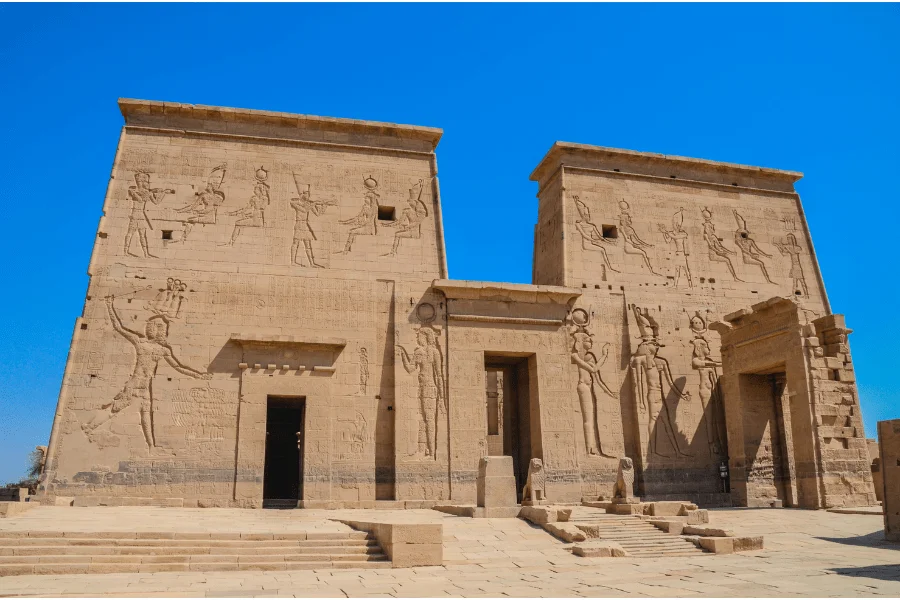 Temple of Isis on Philae Island surrounded by water
